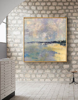 Original Square Abstract Beach Painting Large Landscape Painting Costal Paitning On Canvas For Living Room