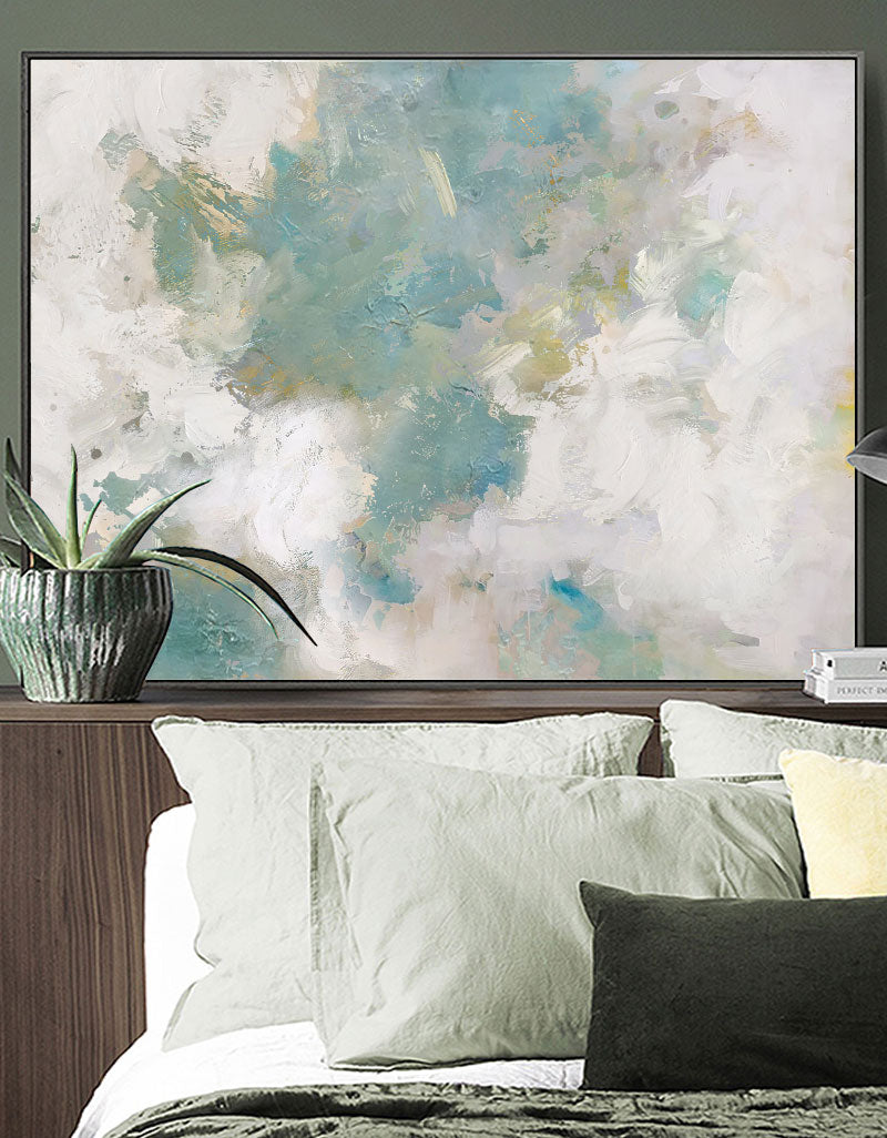 Large Sky And Sea Painting Abstract Ocean Painting Cloud Abstract Painting