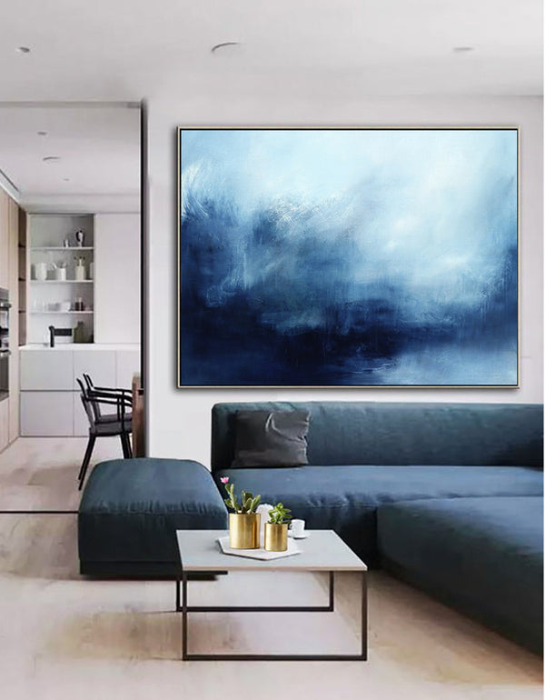 Extra Large Blue Ocean Wall Art Abstract Painting Ocean Abstract Seascape Canvas 