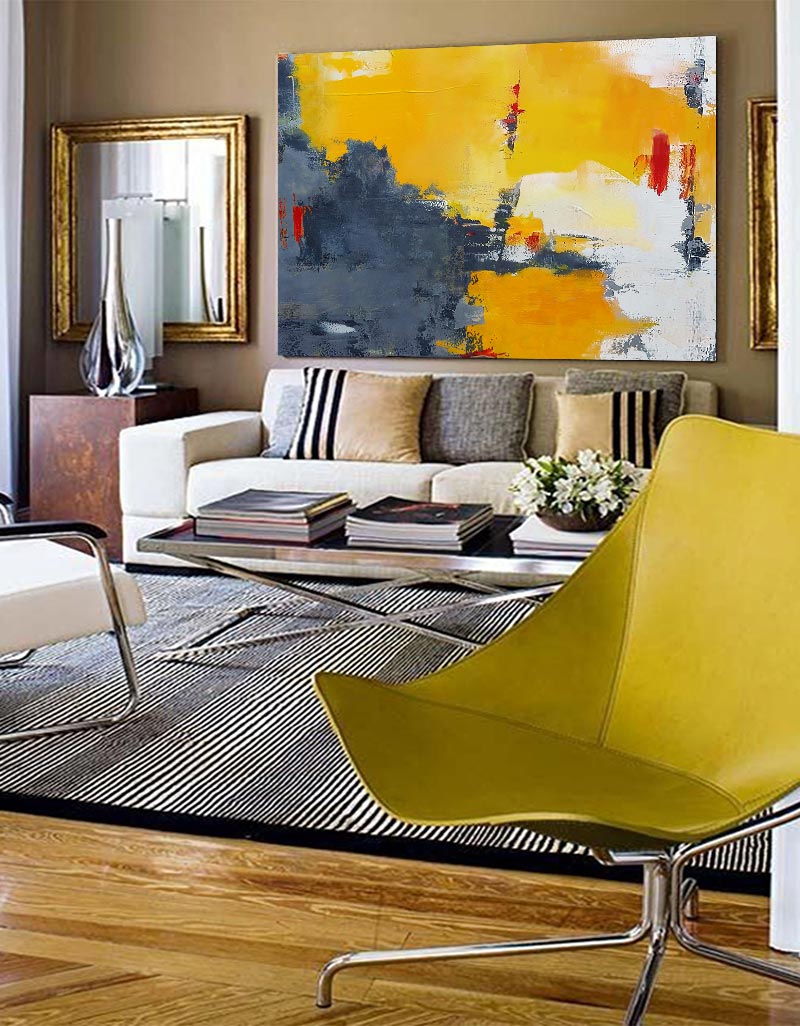 Extra Large Horizontal Orange And Grey Wall Art Orange Wall Decor