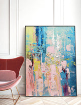 Large Colorful Abstarct Wall Art Extra Large Vertical Pink And Blue Abstract Art Textured Colorful Canvas Wall Art