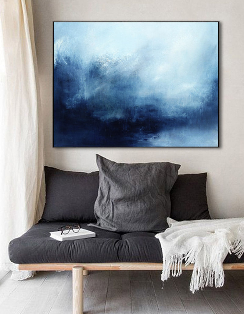 Extra Large Blue Ocean Wall Art Abstract Painting Ocean Abstract Seascape Canvas 