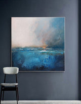 Large Beach Artwork Ocean Sunset Wall Art Abstract Seascape Paintings