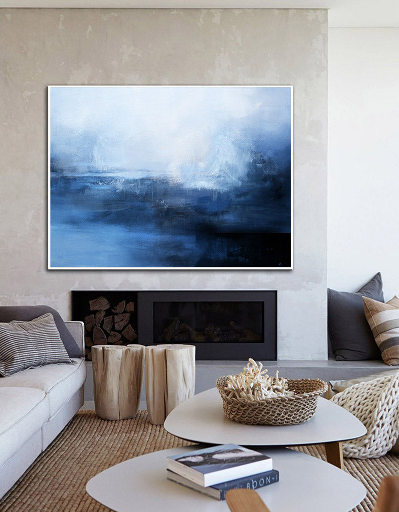 Ocean Wall Art Blue Coastal Wall Art Large Coastal Wall Art Framed abstract seascape paintings