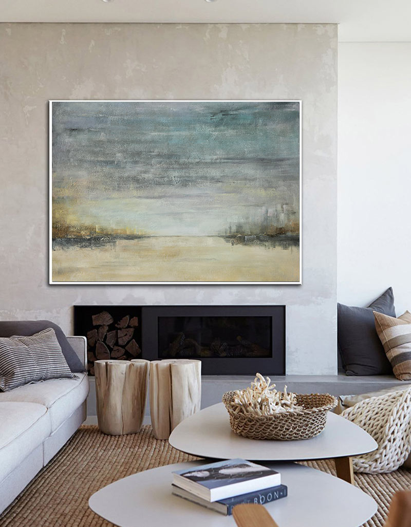 Abstract Beach Art Extra Large Sky And Sea Painting Modern Seascape Paintings