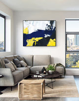 Modern Abstract Canvas Wall Art Yellow Blue Canvas Art Bedroom Canvas Art