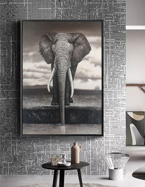 Indian Elephant Art Framed Elephant Wall Art Acrylic Paint Elephant