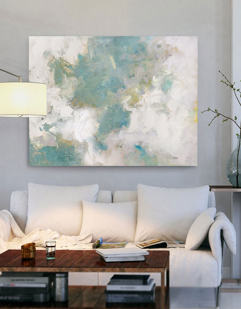 Large Sky And Sea Painting Abstract Ocean Painting Cloud Abstract Painting