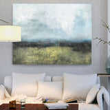 Green Abstract Landscape Art Big Wall Painting Oversized Framed Wall Art