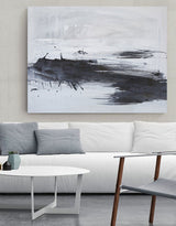 Minimalist Beach Painting Abstract Sea Wall Art Black And White Painting