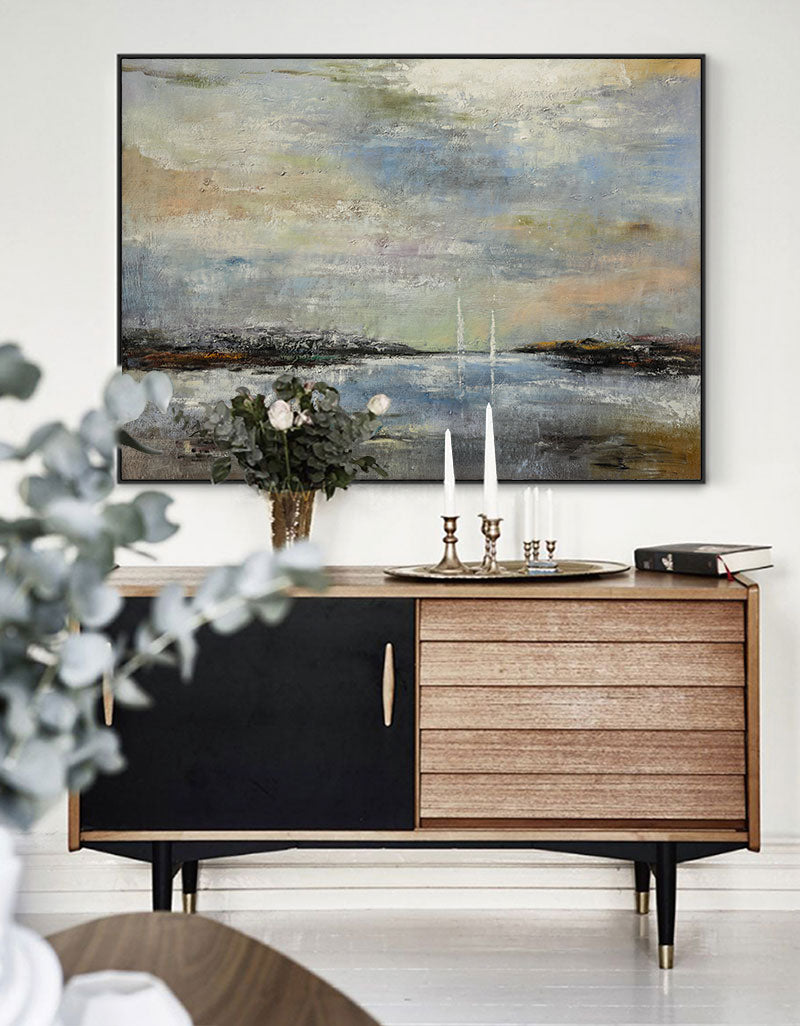 Unique Extra Large Coastal Wall Art Abstract Beach Painting Contemporary Seascape Paintings