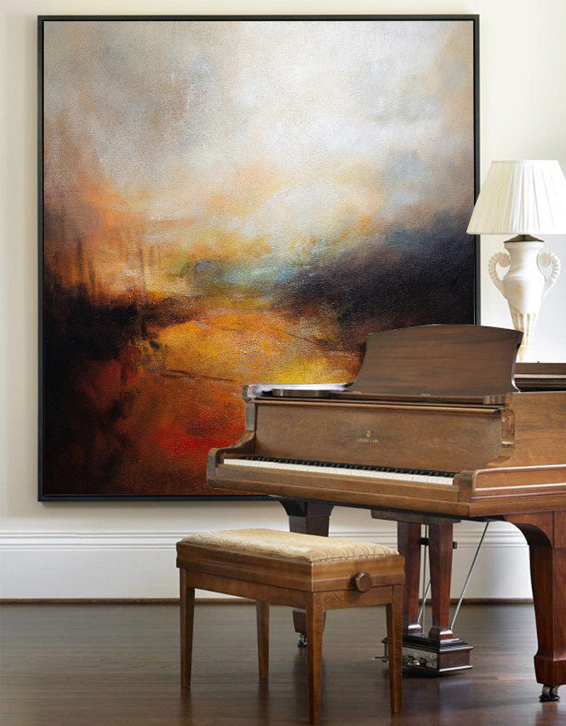 Sunset Canvas Painting Abstract Landscape Art Huge Canvas Wall Art