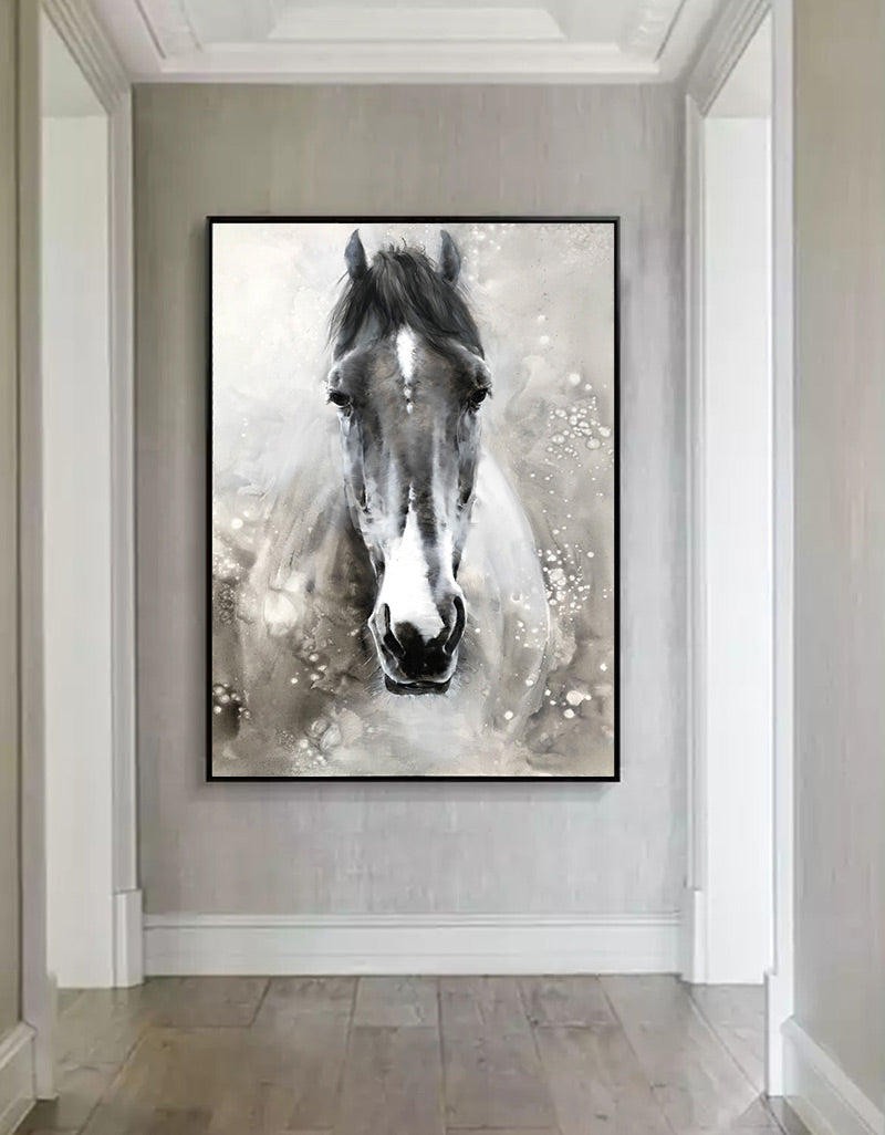 Horse Paintings On Canvas Equine Art Large Horse Wall Art Horse Acrylic Painting