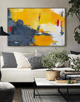 Extra Large Horizontal Orange And Grey Wall Art Orange Wall Decor