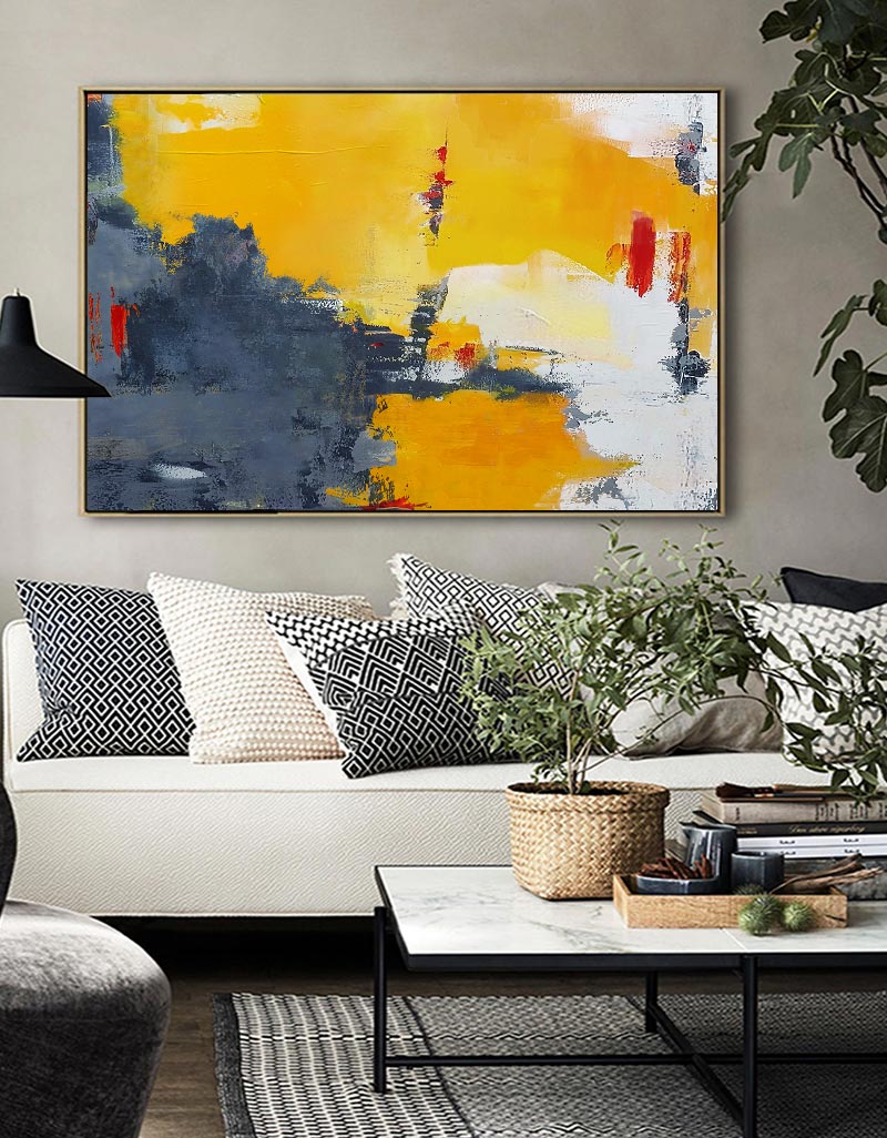 Extra Large Horizontal Orange And Grey Wall Art Orange Wall Decor