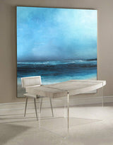 Large Beach Artwork Square Blue Ocean Painting Oversized Beach Canvas Wall Art