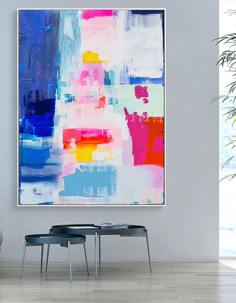 Large Colorful Abstract Wall Art Bright Acrylic Paintings Colorful Canvas Art