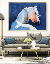 Famous Oil Paintings Of Horses White Horse Painting Framed Horse Wall Art