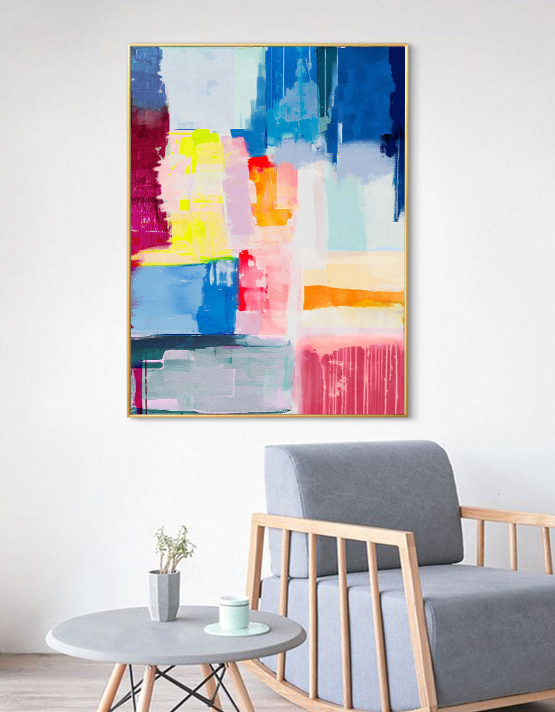 Large Color Abstract Art Colorful Abstract Painting Bright Coloured Paintings Entryway Art