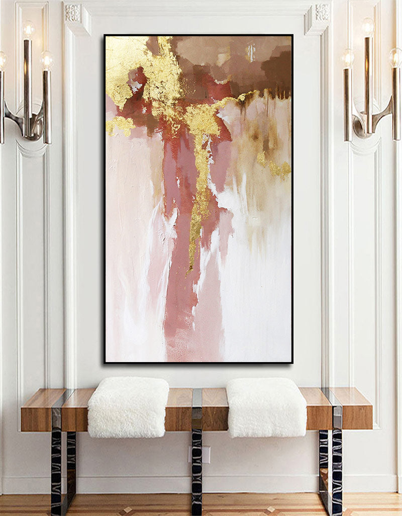 Pink And Gold Wall Art Gold Abstract Art Large Modern Abstract Canvas ...