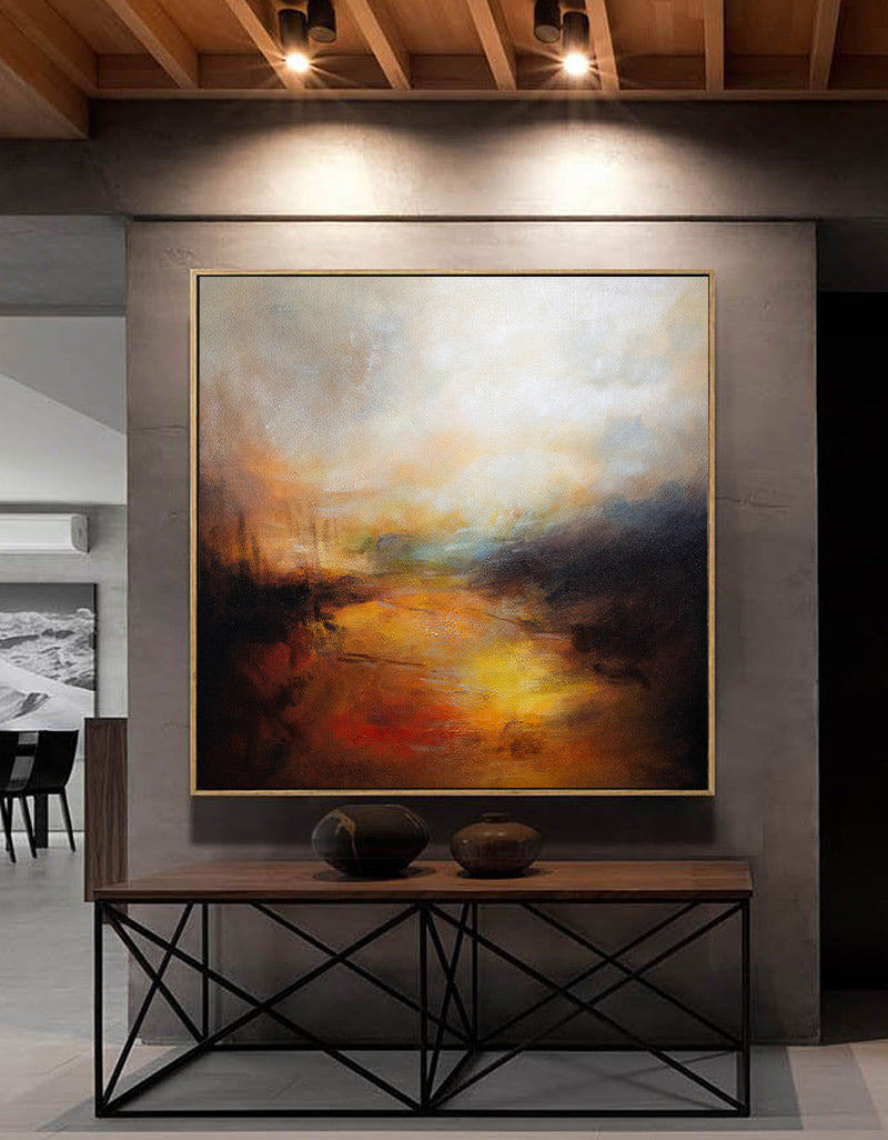 Sunset Canvas Painting Abstract Landscape Art Huge Canvas Wall Art