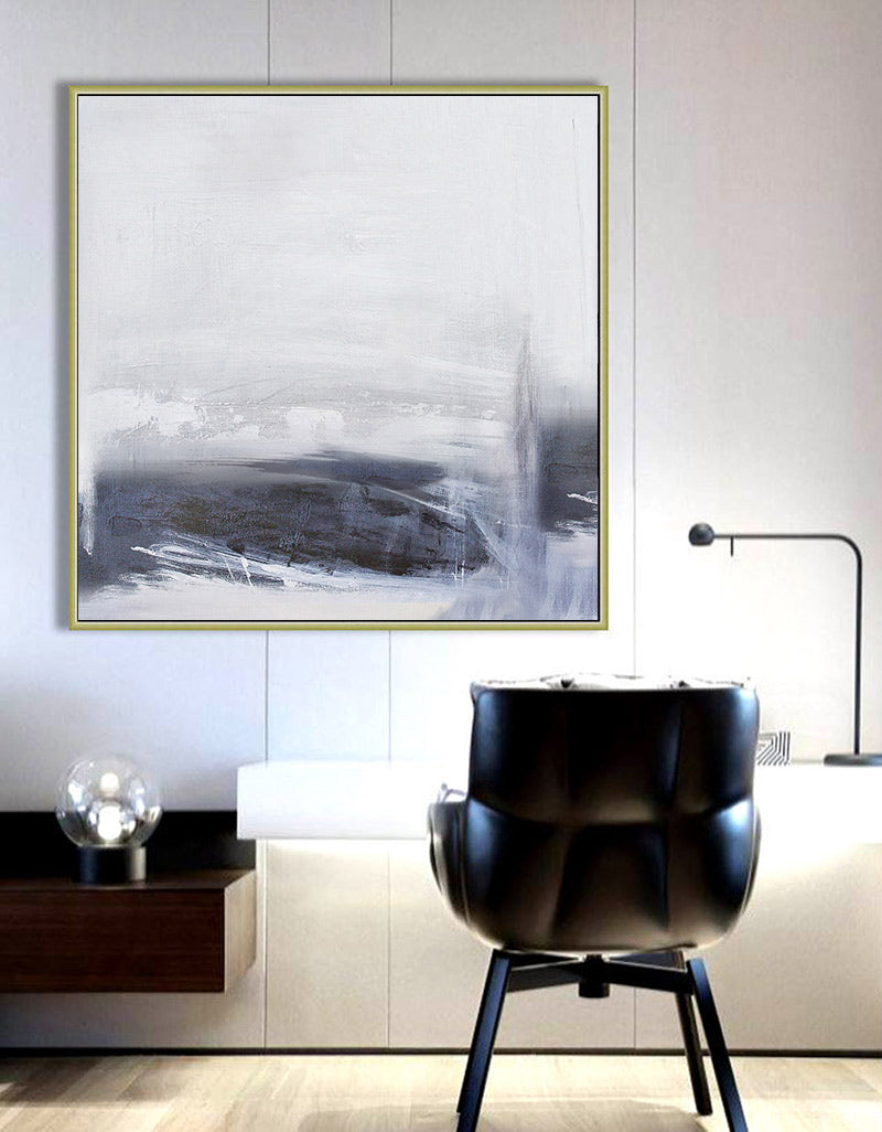 Contemporary Minimalist Art Blue And White Painting Abstract Canvas Art