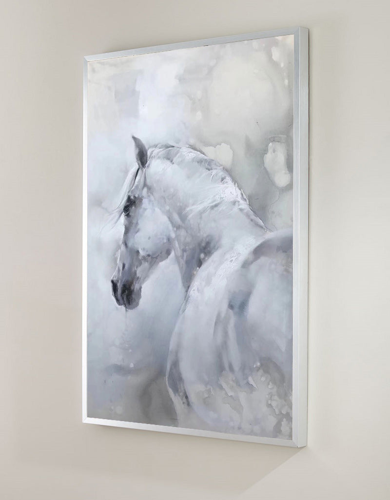 Large White Horse Painting Extra Large Horse Canvas Wall Art Large Horse Canvas Art