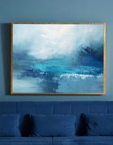 Abstract Ocean Painting Large Coastal Wall Art Blue Seascape Oil Painting