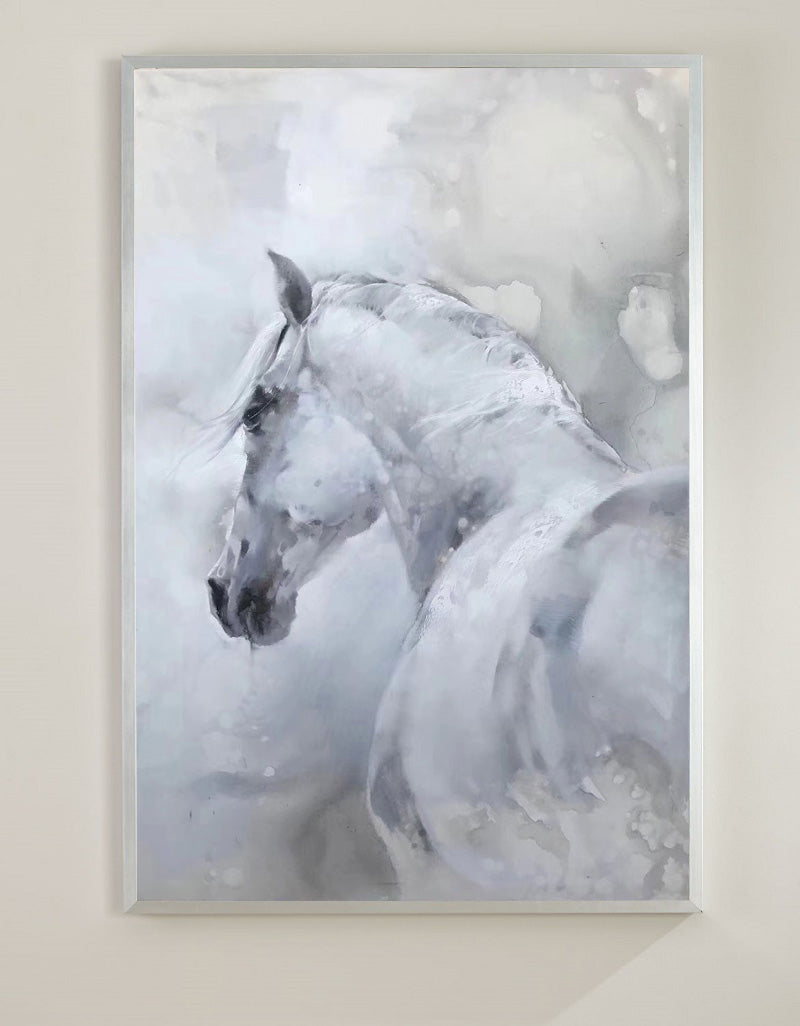 Large White Horse Painting Extra Large Horse Canvas Wall Art Large Horse Canvas Art