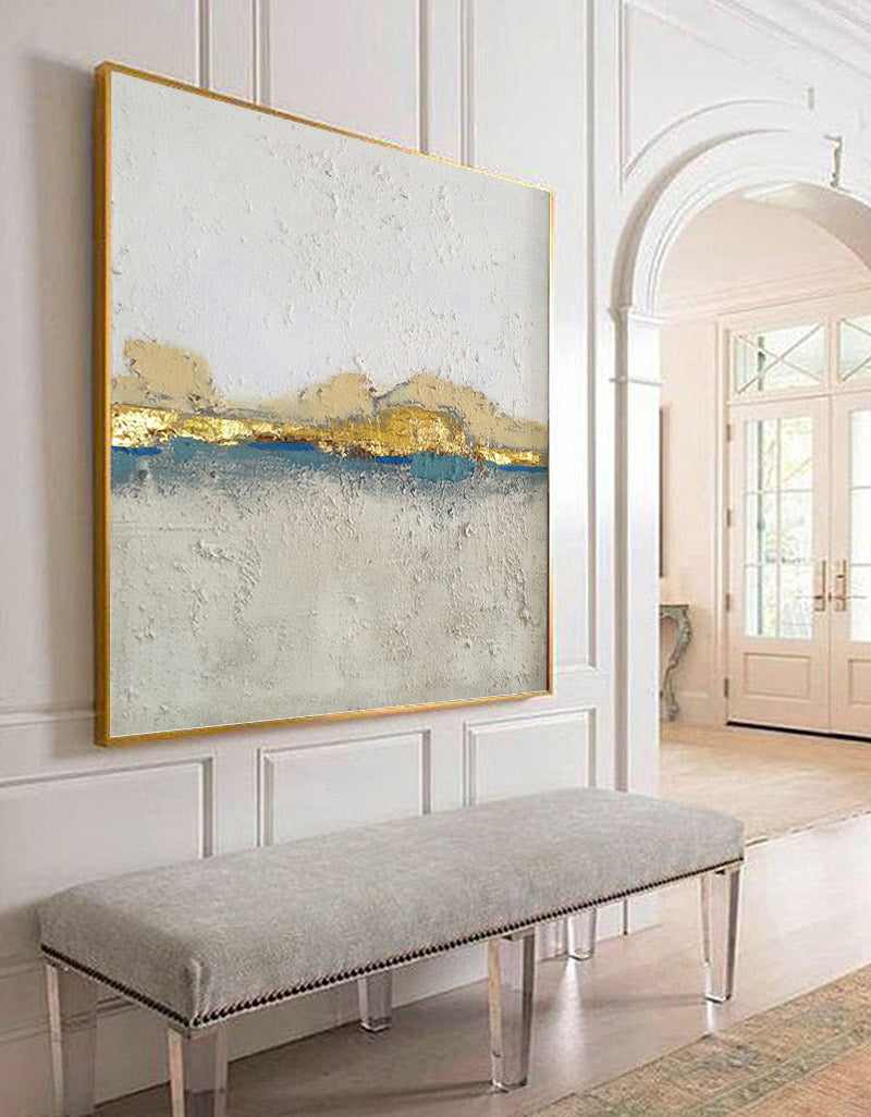 Beige White Gold Canvas Wall Art Large Contemporary Landscape Painting