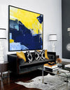 Orange Abstract Art Navy Blue Canvas Painting Custom Canvas Wall Art