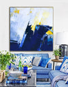Original Blue And Yellow Abstract Art Extra Large Abstract Squares  Canvas Painting