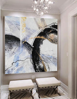 White Gold Abstract Art Large Modern Abstract Canvas Painting