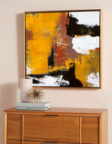 Heavy Texture Orange Abstract Art On Canvas Palette Knife Painting