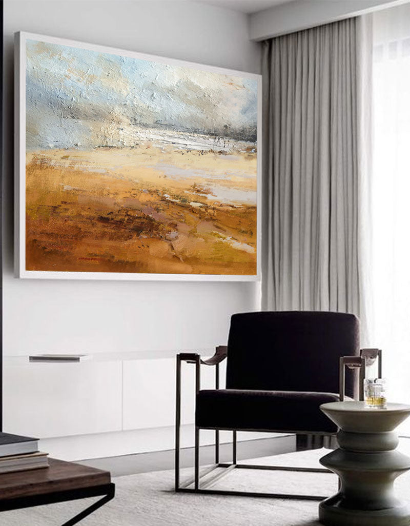 Beach Scene Painting Extra Large Modern Beach art Horizontal Seascape Painting