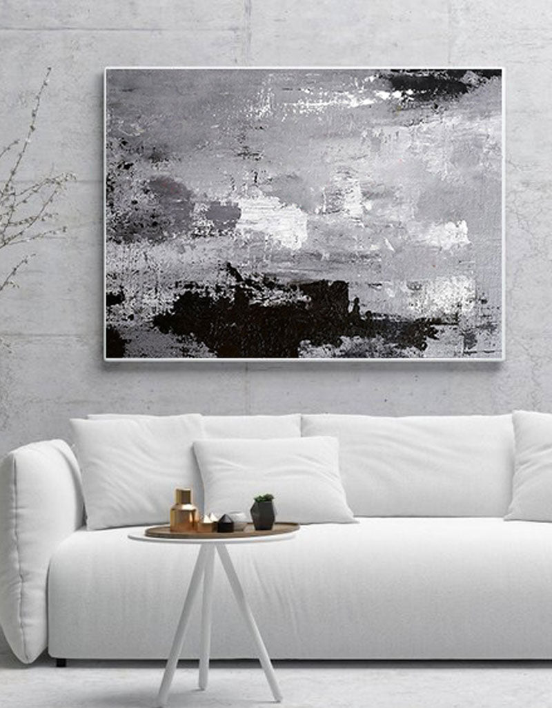 Black White And Grey Abstract Art Large Modern Gray abstract Canvas Art