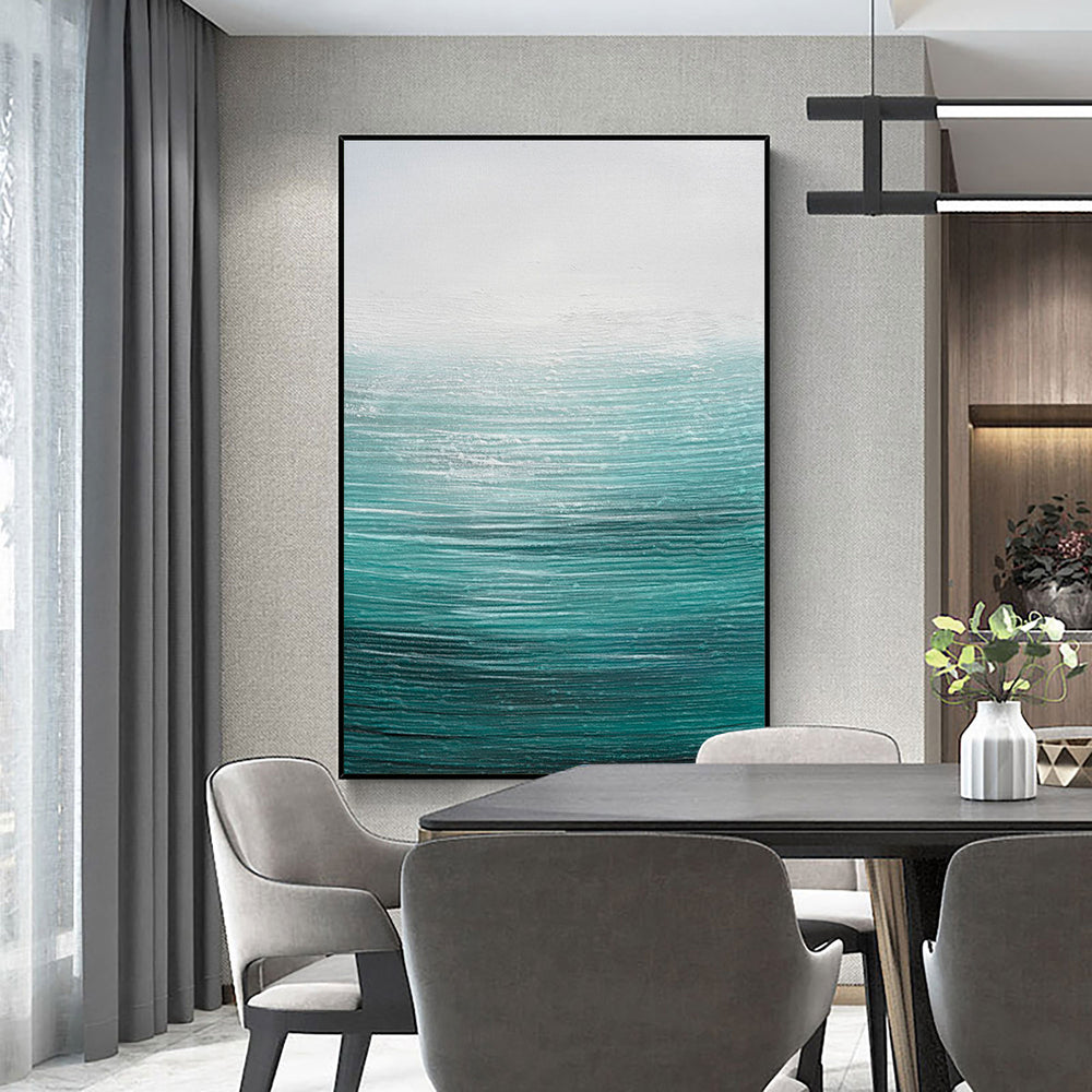 Blue Wave Oil Painting On Canvas Large Abstract Ocean Wall Art Ocean Wave Painting Acrylic Textured Art Blue And Gold Abstract Painting