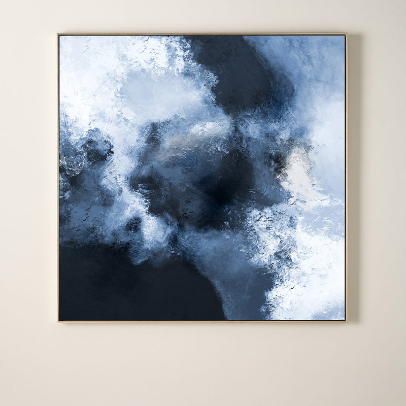 Blue Abstract Art Large Square Blue Wall Art Oversize Canvas Art Textured