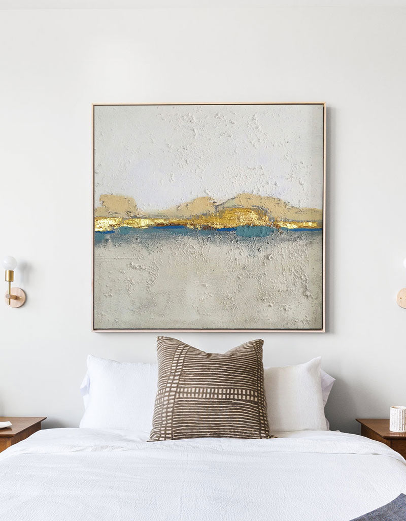 Beige White Gold Canvas Wall Art Large Contemporary Landscape Painting