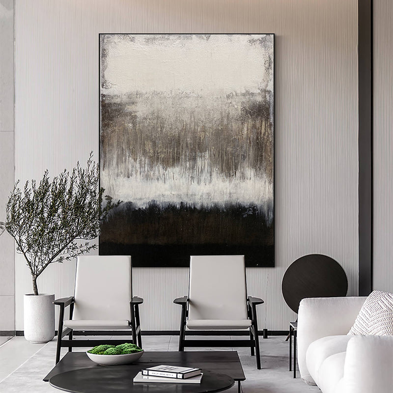 Modern Abstract Painting On Canvas Acrylic Abstract Contemporary Art Large Black White Grey Wall Art 