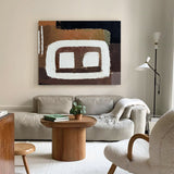 Modern Brown Abstract Wall Art Large Japandi Interior Canvas Art Horizontal Wall Art For Sale