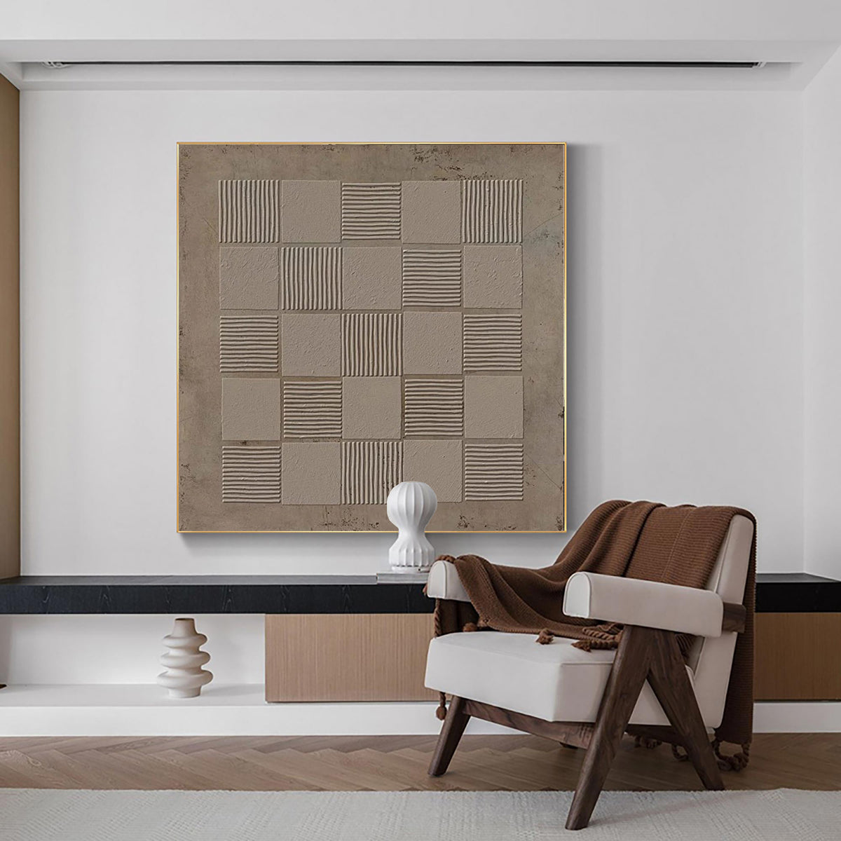 Wabi-sabi Brown Minimalist Wall Art Rich 3D Textured Canvas Art Minimalist Wall Art 