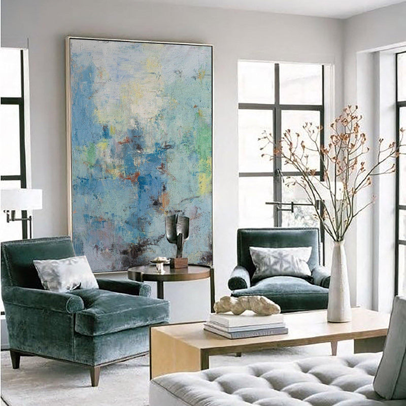 Large Original Abstract Blue And Green Wall Art Textured Modern Abstract Painting
