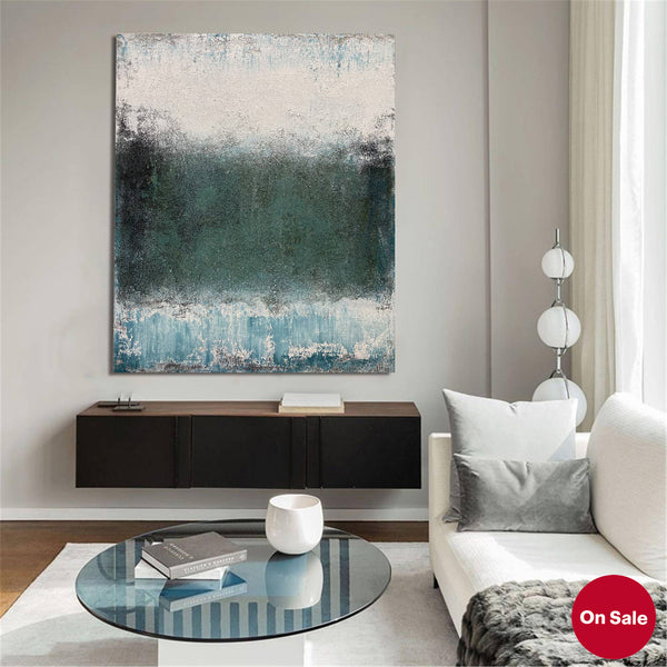 Green And Blue Abstract Acrylic Painting On Canvas Abstract Landscape Canvas Art Original Abstract Art