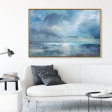 Blue Abstract Seascape Canvas Art Impressionist Acrylic Paintings Large Beach Canvas Wall Art 