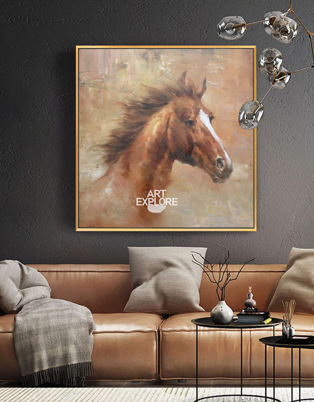 Wild Horse Painting Canvas Large Horse Wall Art Oversized Horse Art
