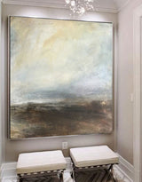 Beach Painting Large Framed Coastal Wall Art Modern Beach art Seascape Artwork 