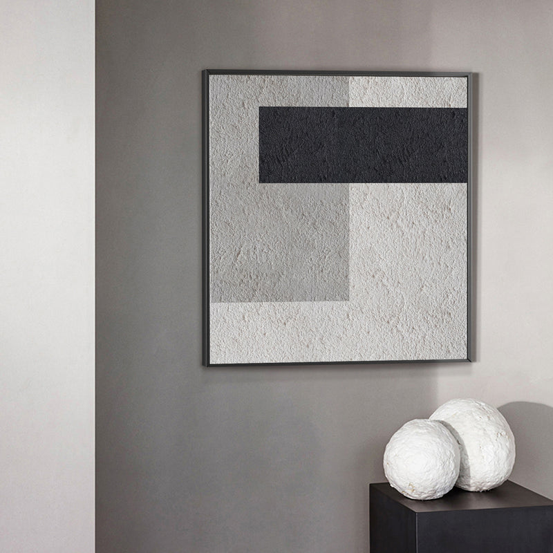 Original Minimalist Painting Abstract Geometric Painting Black White Grey