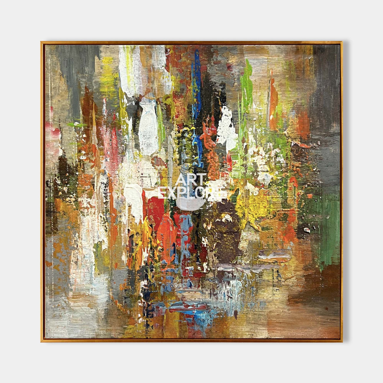 Colorful Abstract Wall Art, Rich Textured Canvas Art, Modern Large Acrylic Painting For Sale