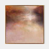 Modern Bright Orange Abstract Sunset Landscape Painting Square Acrylic Painting Of Nature Lake Landscape Painting 